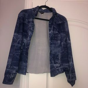 Fake Versace denim pattern flannel/ top